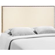 Modway Region Linen Fabric Upholstered Queen Headboard in Ivory with Nailhead Trim