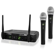 Pyle Professional Wireless Microphone System - Dual UHF Band, Wireless, Handheld, 2 MICS With 8 Selectable Frequency Channels, Independent Volume Controls, AF & RF Signal Indicators - P