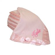 Fastasticdeal Custom Embroidered Monogrammed Name Pink Fleece Personalized Baby Blanket