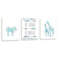 Kularoux Be Kind Be Brave, Watercolor Wall Art, Contemporary Giraffe, Zebra Art, Set of Three Limited Edition Gallery Wrapped Canvases