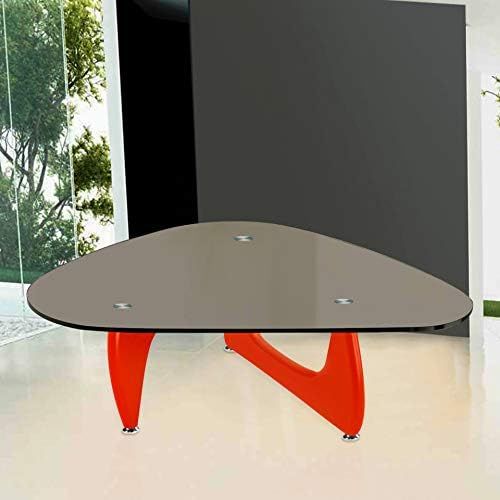  Fab Glass and Mirror Noguchi Style Red Color with Black Top Glass Coffee Table, 47,