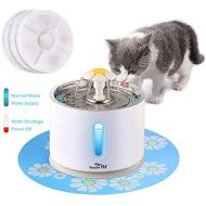 [아마존 핫딜]  [아마존핫딜]Beacon Pet Cat Water Fountain Stainless Steel, LED 81oz/2.4L Automatic Pet Fountain Dog Water Dispenser with 3 Replacement Filters & 1 Silicone Mat for Cats, Dogs