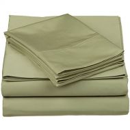Superior 500 Thread Count 100% Cotton, Single Ply, 4-Piece California King Bed Sheet Set, Solid, Sage