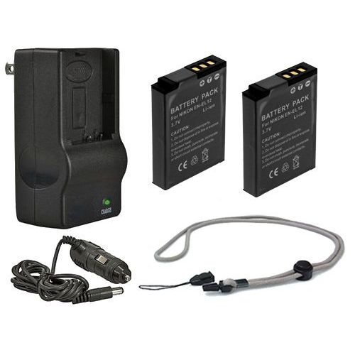  HilaDigital Nikon S6000 High Capacity Batteries (2 Units) + ACDC Travel Charger + Krusell Multidapt Neck Strap (Black Finish)