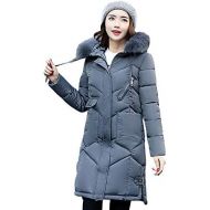 JESPER Women Maxi Down Coats Fur Hooded Long Cotton-Padded Jackets Outerwear with Pocket