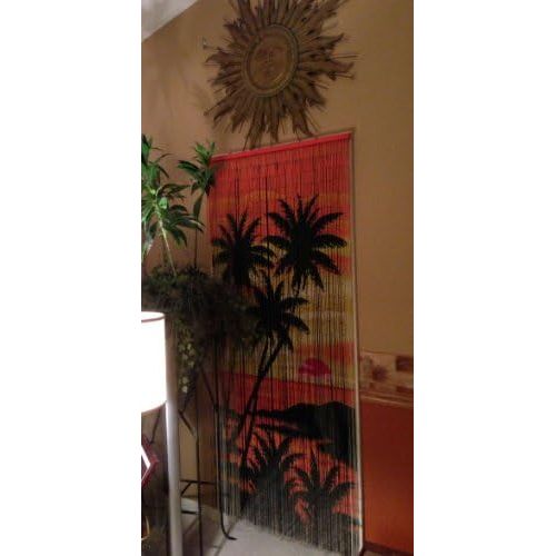  ABeadedCurtain Tropical Sunset Palm Trees Beaded Curtain 125 Strands (+hanging hardware)