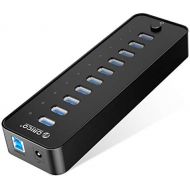 ORICO SuperSpeed 10 Port USB3.0 Hub with 36W(12V3A) Power Adapter and VL812 Chipset for Windows and Mac - Black