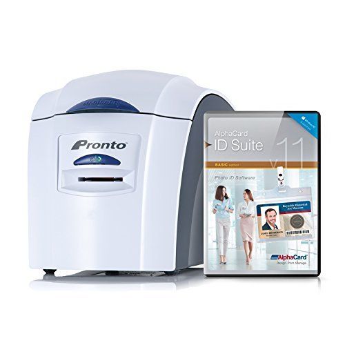  Magicard Pronto Single-Side ID Card Printer with Mag Encoder and AlphaCard ID Suite Basic Software