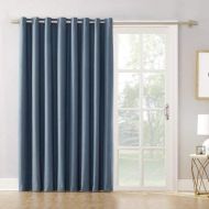 Mainstay Modern Blackout Energy Efficient Extra Wide Sliding Glass Door and Patio Door Curtain Panel with Grommets and Detachable Wand, 100 x 84 (Blue)