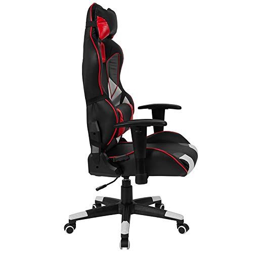  Emma + Oliver High Back Black, White, Gray & Red Reclining RaceGaming Office Chair