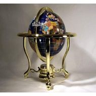 Unique Art Since 1996 Unique Art 10-Inch by 6-Inch Blue Lapis Ocean Table Top Gemstone World Globe with Gold Tripod
