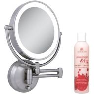 Zadro LEDW410 LED Lighted Wall Mounted Mirror and Cuccio Pomegranate & Fig Body Butter Wash