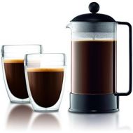 Besuchen Sie den Bodum-Store Bodum K1548-01-10 BRAZIL Kaffeebereiter, 8 Tassen, 1.0 l mit 2 doppelwandigen 0.35 l PC Bechern, Polycarbonat