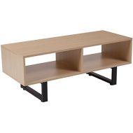 TV table Flash Furniture Hyde Square Collection Beech Wood Grain Finish TV Stand and Media Console with Black Metal Legs