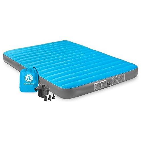  Air Comfort Camp Mate Inflatable Air Mattress: Low-Profile Bed with External Air Pump, Queen