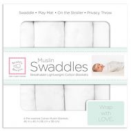 SwaddleDesigns Cotton Muslin Swaddle Blankets, Set of 4, Pure White (Parents’ Picks Award Winner)