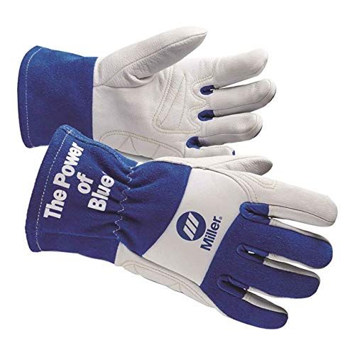  Miller Electric Welding Gloves, M, Wing, 10In, BlueWhite, PR