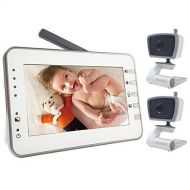 Moonybaby MoonyBaby 4.3 Inches Large LCD Video Baby Monitor Two Cameras Pack with VOX Mode, AUTO Night Vision & Temperature Monitoring, Two Way Talkback System (MANUALLY Rotated Camera)