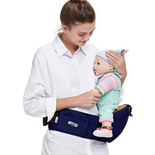  Angelbaby Baby Infant Hip Seat Carrier with pockets, Lightweight Toddler Waist Stool Seat Belt Carrier (Navy Blue)
