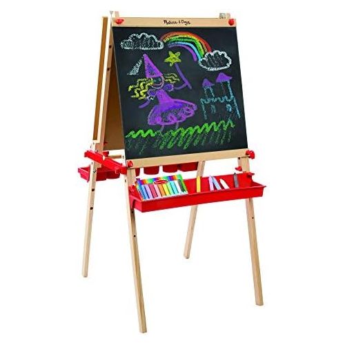  Melissa & Doug Deluxe Magnetic Standing Art Easel, Arts & Crafts, Sturdy Wooden Construction, 3 Adjustable Heights, Easy-Turn Knobs, 47” H x 27” W x 26” L