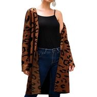 [아마존 핫딜] [아마존핫딜]Angashion Womens Long Sleeves Leopard Print Knitting Cardigan Open Front Warm Sweater Outwear Coats with Pocket