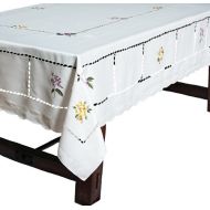 Xia Home Fashions Bouquet Embroidered Cutwork Spring Tablecloth, 72 by 120-Inch