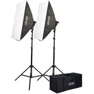 Fovitec - 2x 24x36 Softbox Lighting Kit w 4200 W Total Output - [Includes Stands, Softboxes, Socket Heads, 10x 85W Bulbs]
