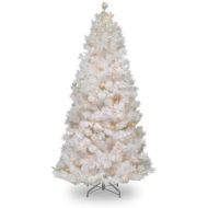 National Tree Company National Tree 7.5 Foot Wispy Willow Grande White Slim Tree with Silver Glitter and 500 Velvet Frost White Lights, Hinged (WOGW1-304-75)