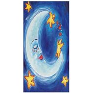 IPrint 3D Decorative Film Privacy Window Film No Glue,Moon,Vibrant Happy Dancing Stars and Sleepy Moon with Facial Expressions,Royal Blue Yellow Vermilion,for Home&Office
