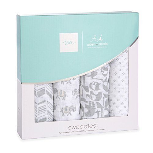  Aden + anais aden + anais Tea Collection Swaddle Blanket | Boutique Muslin Blankets for Girls & Boys | Baby Receiving Swaddles | Ideal Newborn Boy & Girl Gifts, Unisex Infant Shower Items, Wear
