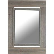 Mirrorize Gray Wash Real Wood Wall Vanity, Hallway, Bathroom, Bedroom | 30x43 (Inner Mirror 20X28)| Rectangle| Large Decorative Bevelled Mirror