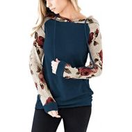 [아마존 핫딜]  [아마존핫딜]Angashion Womens Floral Printed Long Sleeve Pullover Hoodies Sweatshirt with Pocket