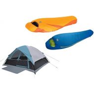 Alpinizmo High Peak USA 6 Men Tent + Lite Weight 20F & Summit 0F Sleeping Bags Set, OrangeBlue, One Size