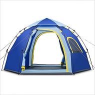 QTDS Im freien automatische Zelt 5-6 Personen Hexagon Freizeit Yurt Campingzubehoer blau