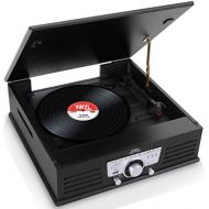 Updated Pyle Bluetooth Retro Turntable - Built-in Speakers, Wireless Record Player, Record Player Convert Vinyl to MP3, CDRadioUSBMP3, 3 Speed Turntable: 33, 45, 78 RPM - PTT25U