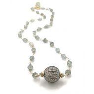 VAN DER MUFFINS JEWELS Moss Aquamarine Jewelry | Antique Pave Sapphire Necklace | Wire Wrapped Gemstone Gifts For Her