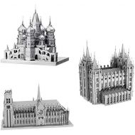 Fascinations ICONX 3D Metal Model Kits Set of 3 - St Basils Cathedral - Notre Dame Cathedral - Salt Lake City Temple