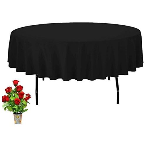 제네릭 Generic OWS 60 Inch Black Round Polyester Table Cloth Table Cover Wedding Party Event - 20 Pc