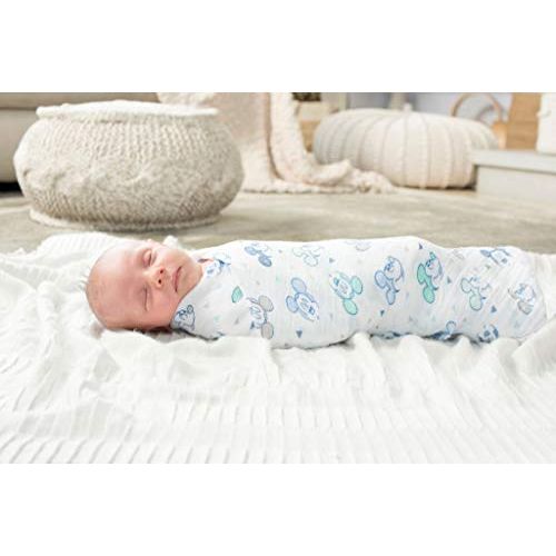  Aden aden by aden + Anais Disney Swaddle Baby Blanket, 100% Cotton Muslin, 4 Pack, 44 X 44 inch, Mickey Bubble