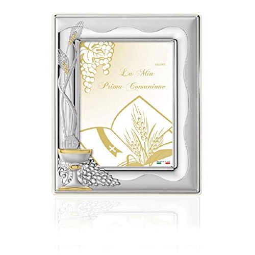  Silver Touch USA Communion Sterling Silver Picture Frame with Gold and Mahogany Back