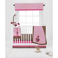 Bacati Ladybugs 10 Piece Crib Bedding Set with 2 Crib fitted sheets, PinkChocolate