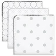 SwaddleDesigns Ultimate Winter Swaddles, Set of 3, X-Large Receiving Blankets, Made in USA Premium Cotton Flannel, Mod Circles and Dots, Sterling (Moms Choice Award Winner)