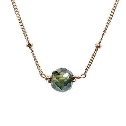  VAN DER MUFFINS JEWELS 2.30 Carat Genuine Diamond Necklace | Blue-Green Antique Gemstone Jewelry | Unique Birthday Gifts