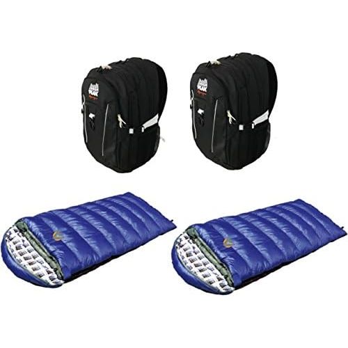  Alpinizmo Two Vector 38 Liter Backpack (Black) + 2 Kodiak (-15F) Sleeping Bags Combo Set