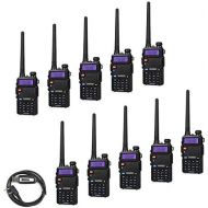 10 Pack BaoFeng UV-5RTP Tri-Power 841W Two Way Radio (Upgraded Version of UV-5R ), Dual Band 136-174400-520MHz True 8W High Power +1 Programming Cable