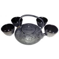 Happy Sales Japanese Cast Iron Tea Pot Tea Set/Dragon Black