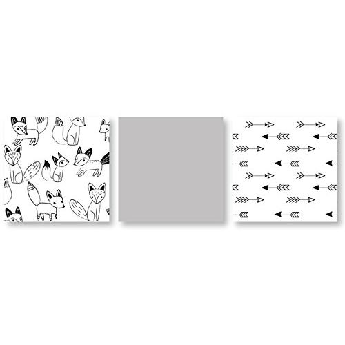  Sweet Jojo Designs Grey, Black and White Fox and Arrow Baby Boys or Girls 4 Piece Crib Bedding Set without Bumper