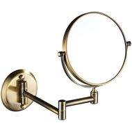 Metcandy Double-Sided Makeup Mirror Wall Mounted Extendable Round Rotatory Bath Spa Hotel Table Folding Vanity Mirror, Bronze, 7X