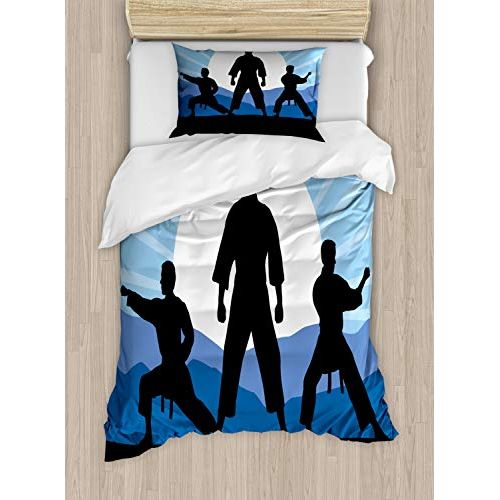  Ambesonne Mermaid Duvet Cover Set, Silhouette of Aquatic Girl on Moon Sky Background Fictional Print, Decorative 3 Piece Bedding Set with 2 Pillow Shams, King Size, Purple Black