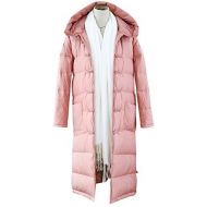 Duck down LQYRF Ladies Long Sleeves in The Long Section Retro Buckle Hooded Thick Pink Down Jacket 90% White Duck Down Polyester